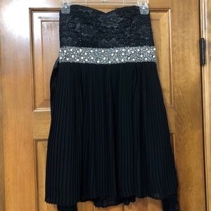 My Michelle Strapless Black Dress with Ribbon Belt